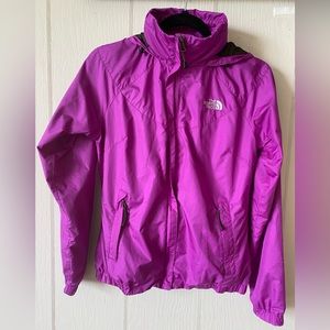 The North Face bright pink/ purple hooded windbreaker/ raincoat. Light weight